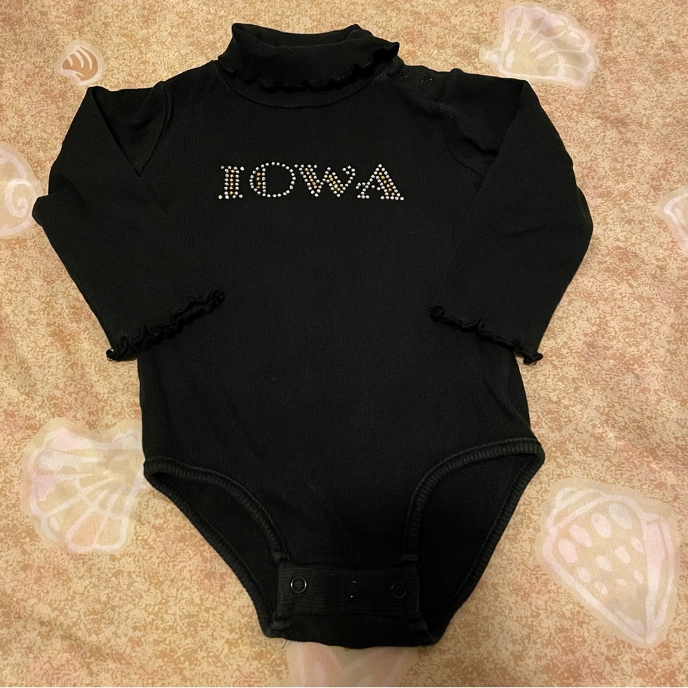 Baby Girls’ Circo Iowa Rhinestone Lettering Turtleneck Bodysuit Black Size 18M
